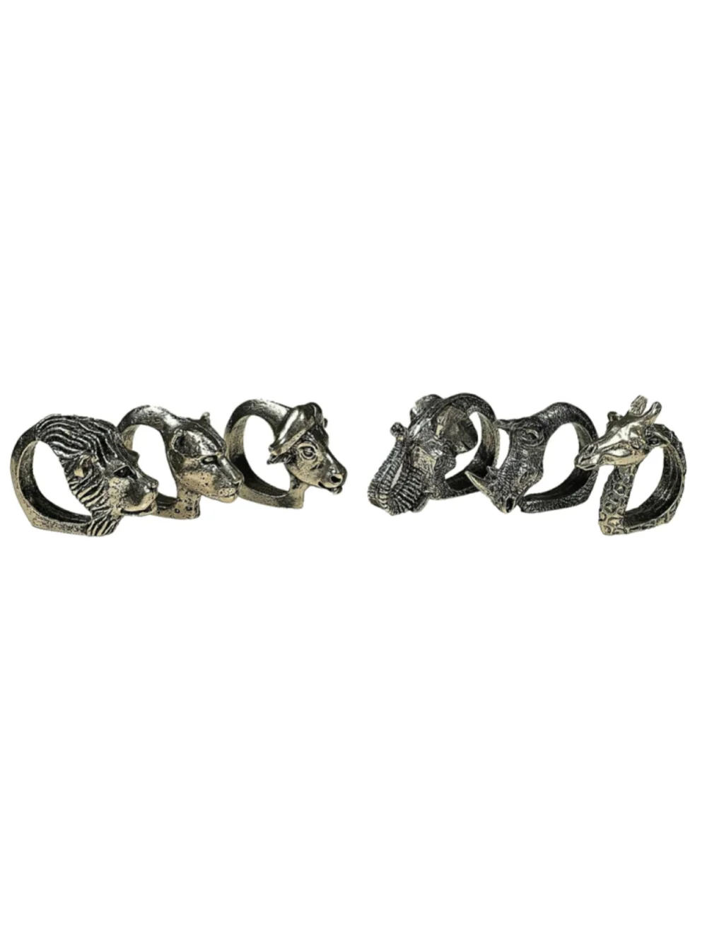Vintage Silver Plated African Safari Animal Napkin Rings - Set of 6